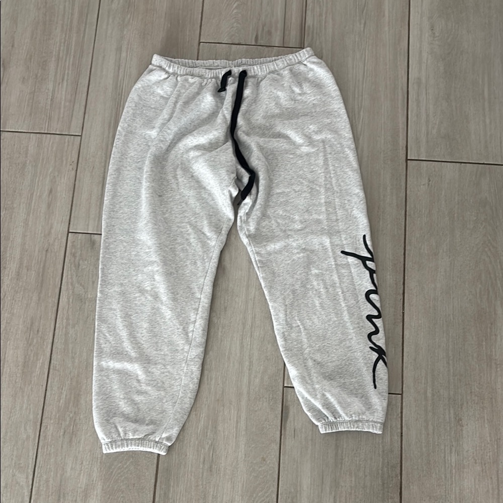 Victoria’s Secret PINK Gray Sweatpants with Black Drawstring